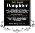To My Daughter Bracelet, Silver Heart Chain Bracelet with Shiny Stones, Perfect Birthday or Graduation Christmas Gift for Daughter with Message Card and Gift Box