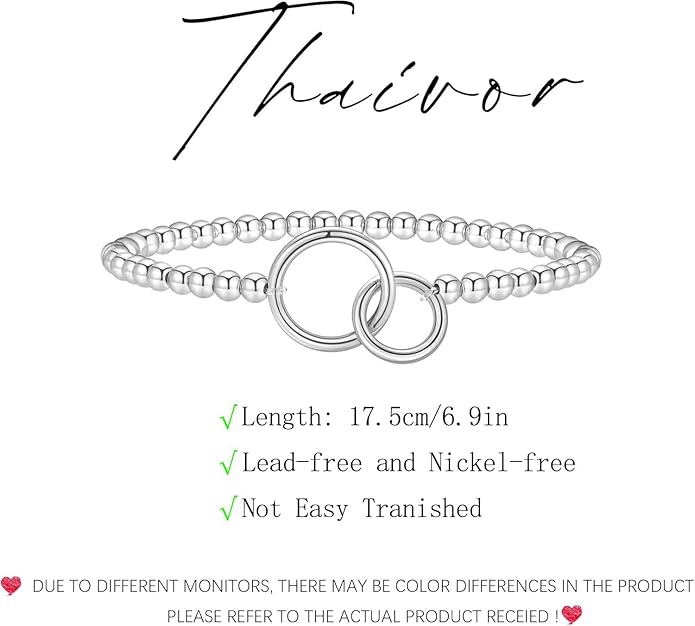 Valentines Day Gifts for Women Her - Beaded Stretch Handmade Ball Bracelets Cute Charm Bracelet Dainty Stackable Cross Heart Bow Wave CZ Jewelry Gifts Trendy Stuff