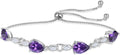 Teardrop Birthstone Bracelet for Women, S925 Sterling Silver Pear Cut Cubic Zirconia Bracelet Dainty Adjustable Chain Jewelry Gift for Her