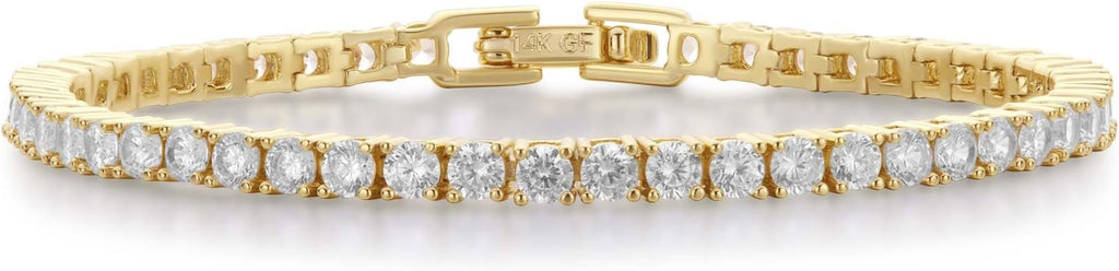 14K Gold Filled Tennis Bracelet for Women-3mm,4mm 5mm CZ Stone Classic Gold Bracelet for Women, Valentines, Mothers, Christmas Jewelry Gift for Women