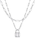 BOUTIQUELOVIN 14K Gold Plated Lock Necklace for Women Paperclip Link Chain Padlock Necklace Non-Tarnish