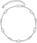 Anklet Bracelet for Women 925 Sterling Silver Natural Stone Chain Ankle Bracelet Beach Summer Fine Jewelry Valentines Day Birthday Gifts for Her Mom Wife