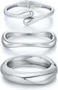 Chunky Gold Bangle Bracelets for Women Trendy 14K Gold Plated Cuff Bracelets Stack, Dainty Bracelet Sets Fashion Jewelry Gift