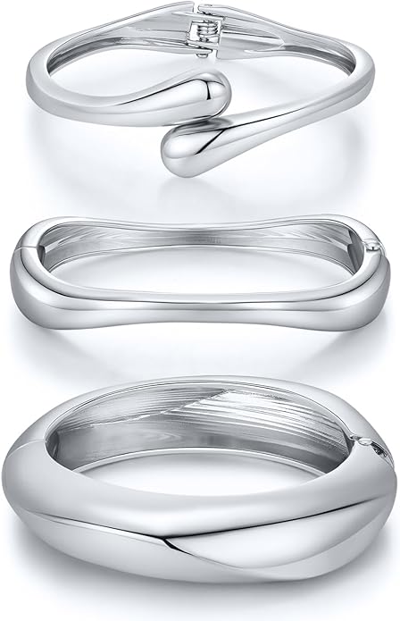Chunky Gold Bangle Bracelets for Women Trendy 14K Gold Plated Cuff Bracelets Stack, Dainty Bracelet Sets Fashion Jewelry Gift
