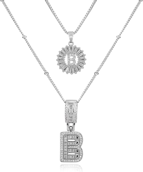 14K Gold Plated Alphabet Necklace Cubic Zirconia Letter Pendant, Personalized Name Jewelry Gift for Women, Customizable A-Z, Birthday/Mothers Day Gifts for Womens