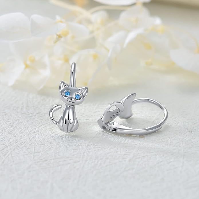 PELOVNY Animal Dangle Earrings Sterling Silver Hypoallergenic Moss Agate Crystal Moonstone Earrings Bee Butterfly Dolphin Peacock Phoenix Jewelry Birthday Christmas Gifts for Women