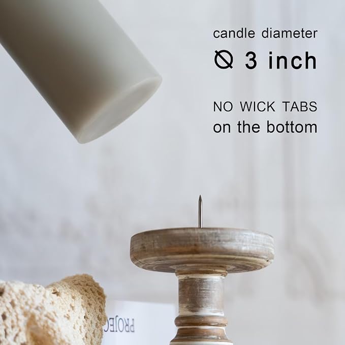 MOZEAL 3" x 4" Hand-Poured Unscented Candle, Dripless Pillar Candle Set of 3 - Image 4