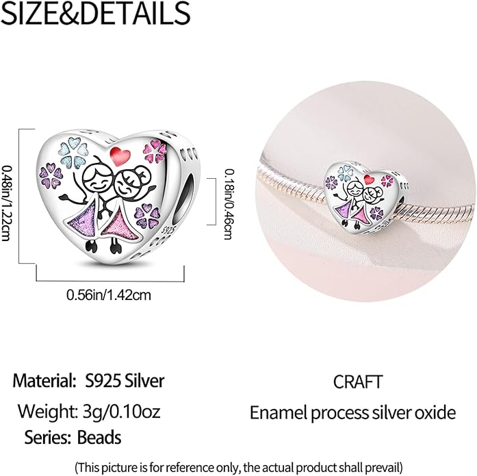 Charm Beads for Women, S925 Sterling Silver Dangle Charm Beads for European Charm Bracelet & Snake Chain Bracelets, Love Family Friendship Butterfly Pet Flower Designs, Gift Box Included