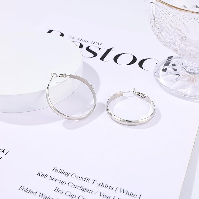 Gacimy 14K Gold Plated Hoop Earrings for Women, 14k Real Gold Plated with 925 Sterling Silver Post, Hypoallergenic Lightweight Thick Hoops Earrings for Women Trendy