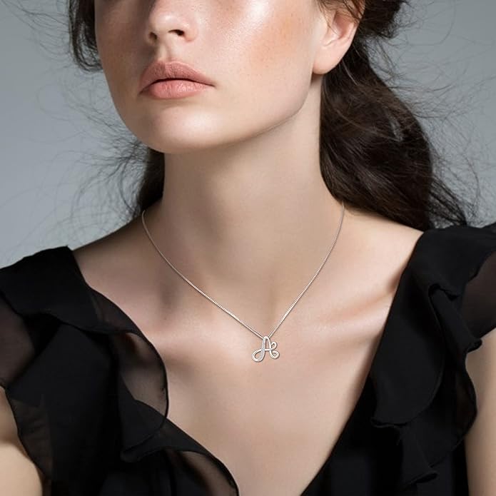 STARCHENIE Initial Necklace for Women 925 Sterling Silver Letter A-Z Pendant 26 Alphabet Jewelry
