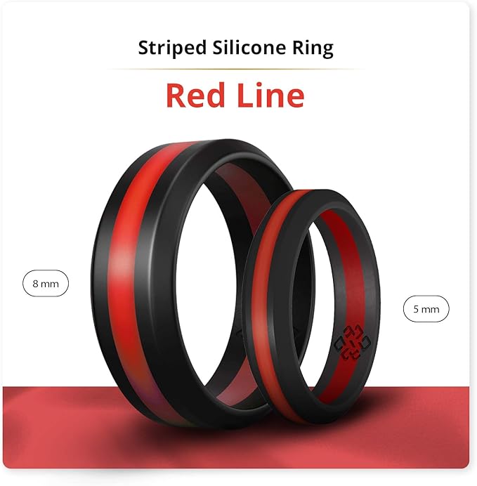 Knot Theory Striped Silicone Ring for Men and Women – Black, Grey, Red, Blue, Orange, Yellow, Purple