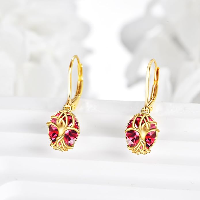 DOVRAN 10K 14K Solid Gold Leverback Earrings for Women Real Yellow Gold Filigree Dangle Earrings Trendy Jewelry Birthday Christmas Gifts for Wife Mom