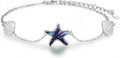 Cuoka Abalone Starfish Bracelet for Women S925 Silver Plated Adjustable Shell Sea Beach Ocean Bracelet Summer Beach Jewelry