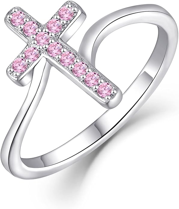 STARCHENIE 925 Sterling Silver Cross Ring for Women Size 5-10