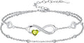 Dorunmo Infinity Heart Anklet Bracelet for Women 925 Sterling Silver Adjustable Infinity Birthstone Bracelet Friendship Jewelry Gifts for Women Birthday Christmas