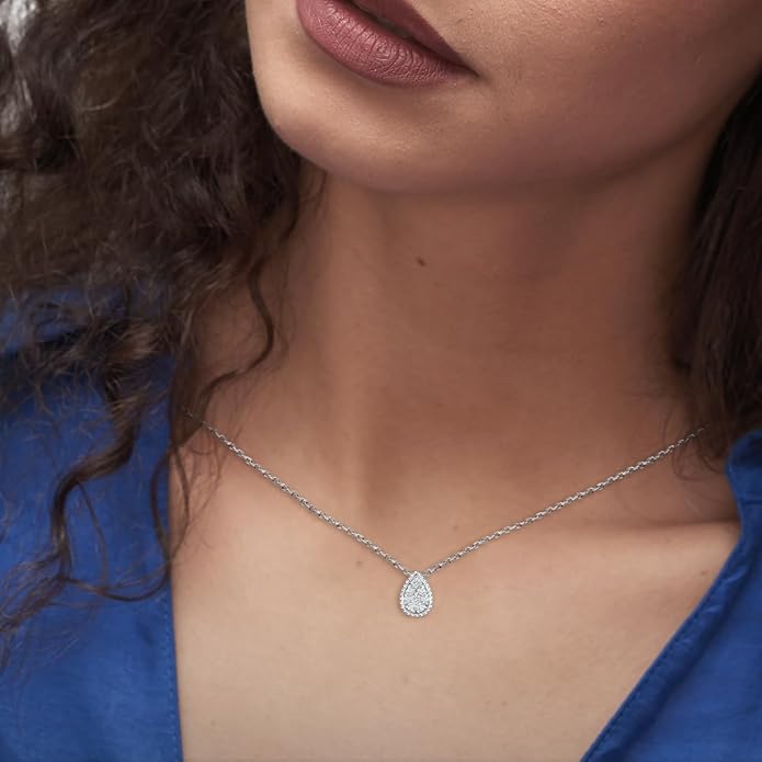 Lab Grown Diamond Necklace, Solid 925 Sterling Silver with Round Cut, Fine Jewelry for Women Anniversary Birthday Valentine’s Day Gifts