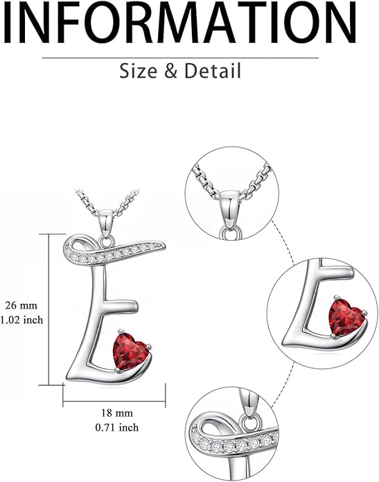 Valentines Day Gifts for Women Alphabet A to Z Initial Birthstone Pendant Necklaces for Women - 18k White Gold Plated Personalized Name Jewelry Valentine Mothers Day Birthday Gifts for Women Her Girlfriend