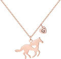 MONOOC Valentines Gifts for Kids Her Girls - Horse Necklace Gifts for Girls Horse Jewelry Necklaces Heart Initial Necklace Valentines Gift for Kids Her Teen Girl Women