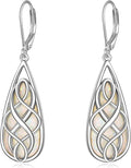 VONALA White Opal Celtic Knot Dangle Drop Earrings for Women 925 Sterling Silver Boho Chic Jewelry Gift for Women