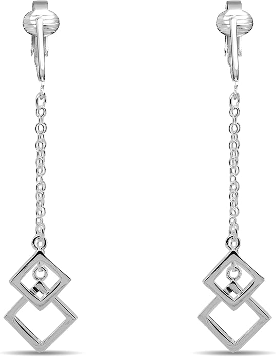 Silver Clip On Earrings For Women, They Look Pierced, Don't Pinch & Won't Fall Off, Hypoallergenic & Lightweight