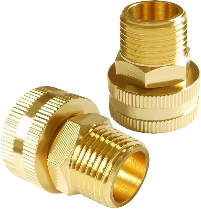 Joywayus 2PCS Brass Swivel Pipe Fitting 3/4" GHT Female x 1/2" NPT Male | by Joywayus