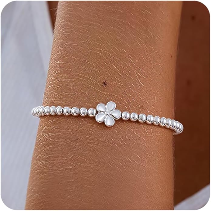 Gold Bracelets for Women 14K Gold Beaded Bracelets Stackable Bracelets for Women Gold Charm Bracelet Non Tarnish Gold Jewelry for Women Trendy