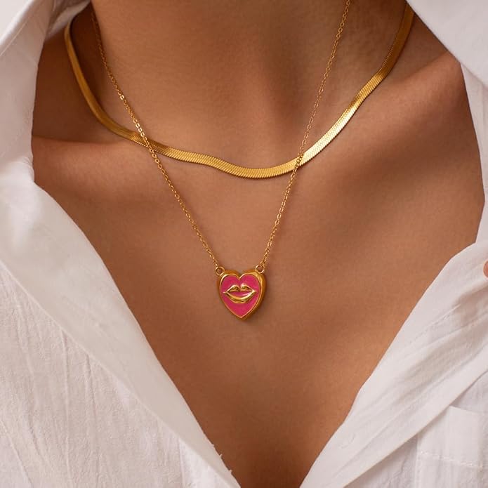 IBARA Women Gold Dianty Necklace Sun Crescent Moon Star Evil Eye Lock Lovely Heart Flower Butterfly Pearl Pendant Coin Necklaces 18K Gold CZ Diamond Filled Chain Boho Beach Simple Handmade Jewelry