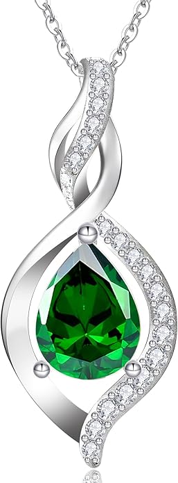RIVIKO Valentines Day Gifts for Her-Infinity Birthstone Necklace for Women,925 Sterling Silver Teardrop Necklace, Womens Jewelry Birthday Gifts for Women Friend Her Mom Wife Lady