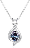 SMILEST Valentines Day Gifts for Her - 925 Sterling Silver Oval Sparkle Birthstone Necklace, Infinity Pendant Necklace Anniversary Birthday Gifts for Women Wife Girlfriend Mom Birthstone Necklace