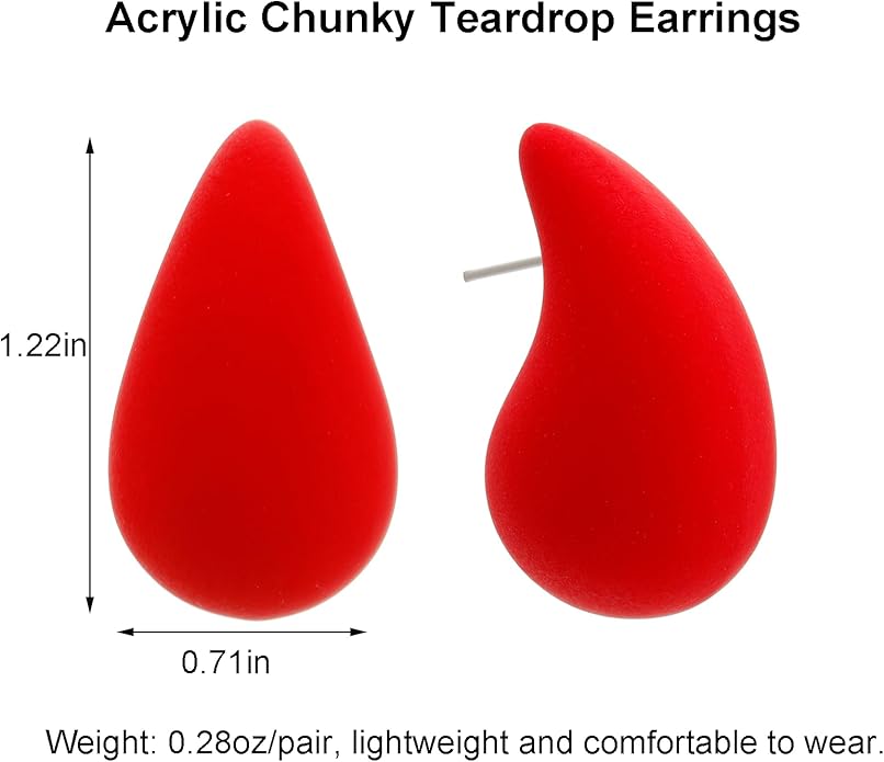 Chunky Acrylic Hoop Earrings, Lightweight Waterdrop Hoops Earrings, Hypoallergenic Trendy Jewelry for Women