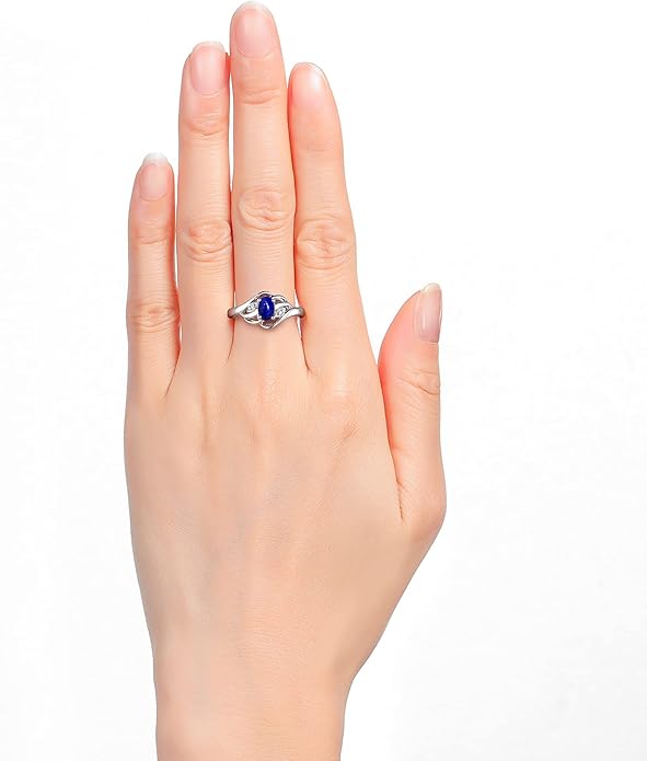 Rylos Ring featuring Classic Style, 6X4MM Birthstone Gemstone, & Diamonds - Elegant Jewelry for Women in Sterling Silver, Sizes 5-10