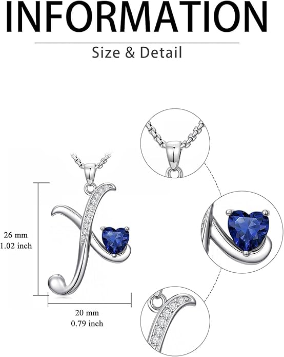 Valentines Day Gifts for Women Alphabet A to Z Initial Birthstone Pendant Necklaces for Women - 18k White Gold Plated Personalized Name Jewelry Valentine Mothers Day Birthday Gifts for Women Her Girlfriend
