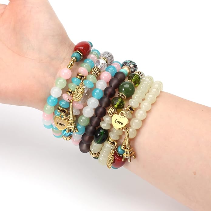 Bracelets Bohe Multilayer Chain Tassel Stackable Charm Stretch Statement Bracelet Set