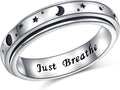 Ladytree Anxiety Relieve Rings 925 Sterling Silver Spinner Fidget Ring Worry Stress Relieving Boredom ADHD Autism Ring Platinum Plated Jewelry Birthday Gifts for Women Men