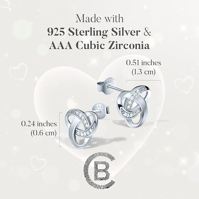 Chic Bijoux Knot Earrings for Women – With Round Cubic Zirconia stones and 925 Sterling Silver – Gift for Her Birthday, Rose Gold Jewelry
