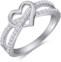 Infinity Heart Promise Ring Natural Diamond, Cubic Zirconia, Moissanite or Lab Grown Diamond Split Shank Engagement Ring for Women 10K Solid Gold Or 14K Gold Over Sterling Silver Jewelry Gift for Her