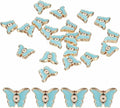 MECCANIXITY 20 Pcs Butterfly Evil Eye Beads Colorful Flat Loose Spacer Evil Eye Charms for DIY Bracelet Earrings Necklace Crafts Jewelry Making, Sky Blue