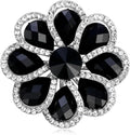 Rhinestone Flower Brooch for Women Vintage Style Black White Crystal Flower Brooch Pin Sparkling Bridal Wedding Crystal Pin Elegant Clothing Hat Bag Accessories Christmas Birthday Party Wedding Costume Jewelry