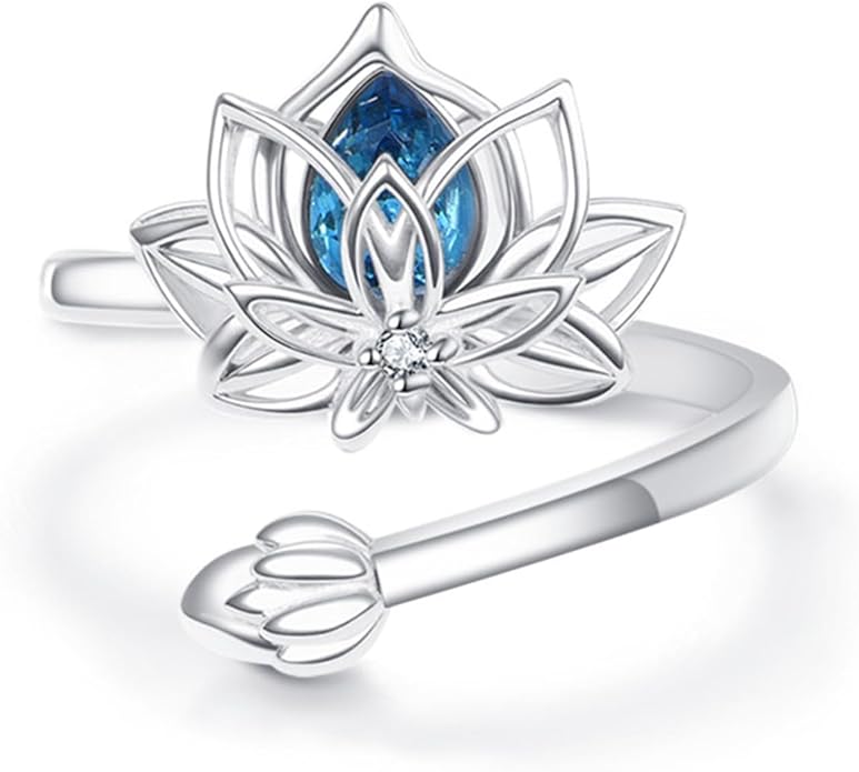 POPLYKE Rose Black Flower Ring For Women Sterling Silver Rings With CZ Jewelry For Women Promise Ring Adjustable Open Ring