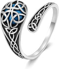 JKR Turquoise Spoon Rings for Women Sterling Silver Vintage Antique Thumb Ring Boho Jewelry Anniversary Birthday Gift for Wife Her Mom