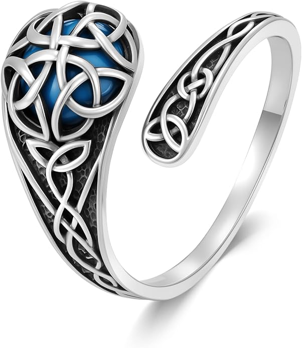 JKR Turquoise Spoon Rings for Women Sterling Silver Vintage Antique Thumb Ring Boho Jewelry Anniversary Birthday Gift for Wife Her Mom