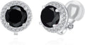 YOQUCOL 8MM Cubic Zirconia Crystal Clip On Stud Earrings Round Non Pierced Earrings for Women