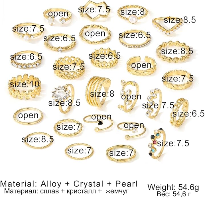 KISS WIFE Goldenen Silvery Black Kunckle Rings Set for Women, Dainty Simple Trendy Cute Stackable Finger Rings Pack, Perfect for Stacking Layering on Thumb and Knuckle, Mixed Size, Jewelry Gift