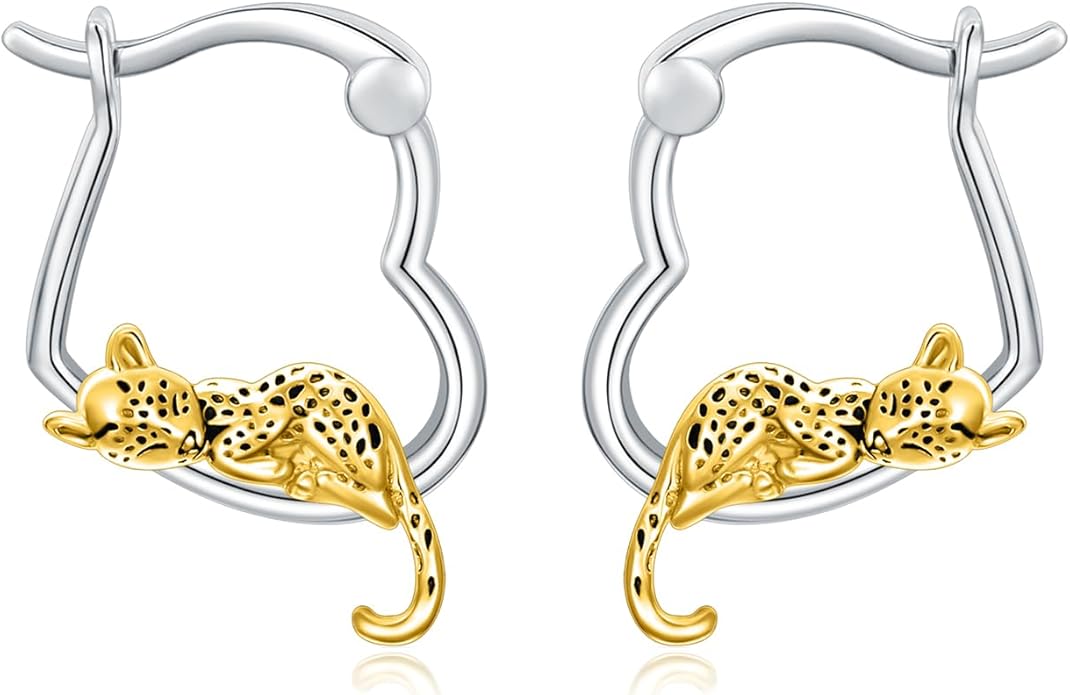 Hypoallergenic Earrings Rabbit Tiger Teddy Koala Puppy Panther Peacock Earrings Sterling Silver Animal Hug Hoop Earrings Jewelry Mothers Day Graduation Birthday Gifts for Women
