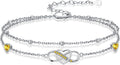 Anklet for Women 925 Sterling Silver Double Infinity Ankle Bracelet Waterproof Summer Jewelry Anniversary Birthday Gifts for Her