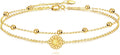 KECHO 14k Yellow Gold Butterfly/Dragonfly/Frog/Sunflower/Daisy/Tree of life/Moon/Clover Bracelet Anklet for Women