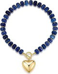 GZQ Chunky Gold Heart Necklace for Women, Acrylic Beaded Chain with Puff Heart Adjustable Clasp, Perfect for Daily Wear Party Date Streetwear Outfits Fashion Jewelry Gift