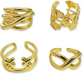 18K Gold Plated Rings for Women and Teen Girls Non Tarnish Cubic Zirconia Fidget Ring Butterfly/Snake/Mesh/Cross/Crown Knuckle Ring Open Adjustable Statement Stacking Chunky Rings