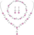 GZWHD Wedding Jewelry Sets for Bride Bridesmaid Women Cubic Zirconia Necklace Earrings Bracelet Set Gift for Mother Friend Wife Daughter Sister Party Prom Jewelry