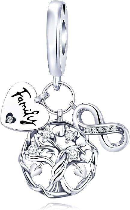 Bible Family Mom Wife Love Heart Dangle Charm 925 Sterling Silver Charms fits Bracelets and Necklace Pendant Bead Charms Jewelry Present for Women Family Friends